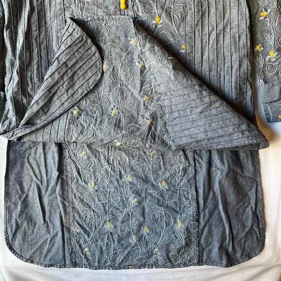 Sapphire Women Long Sleeve Denim Embroidered Knee Length Slit Dress size S, Blue - Picture 8 of 11